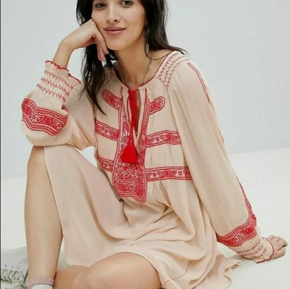 Free People | Tops | Free People Embroidered Tunic Dress | Poshmark